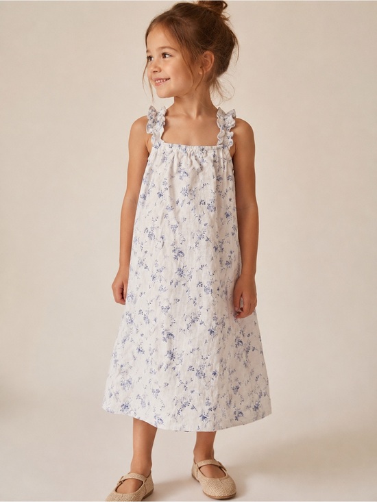 Reformation Other - Reformation Kids Linen Floral Ruffle Strap Dress Size 6 Cottagecore